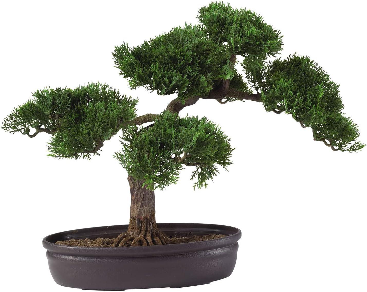 Nearly Natural 16-in Cedar Bonsai Silk Plant