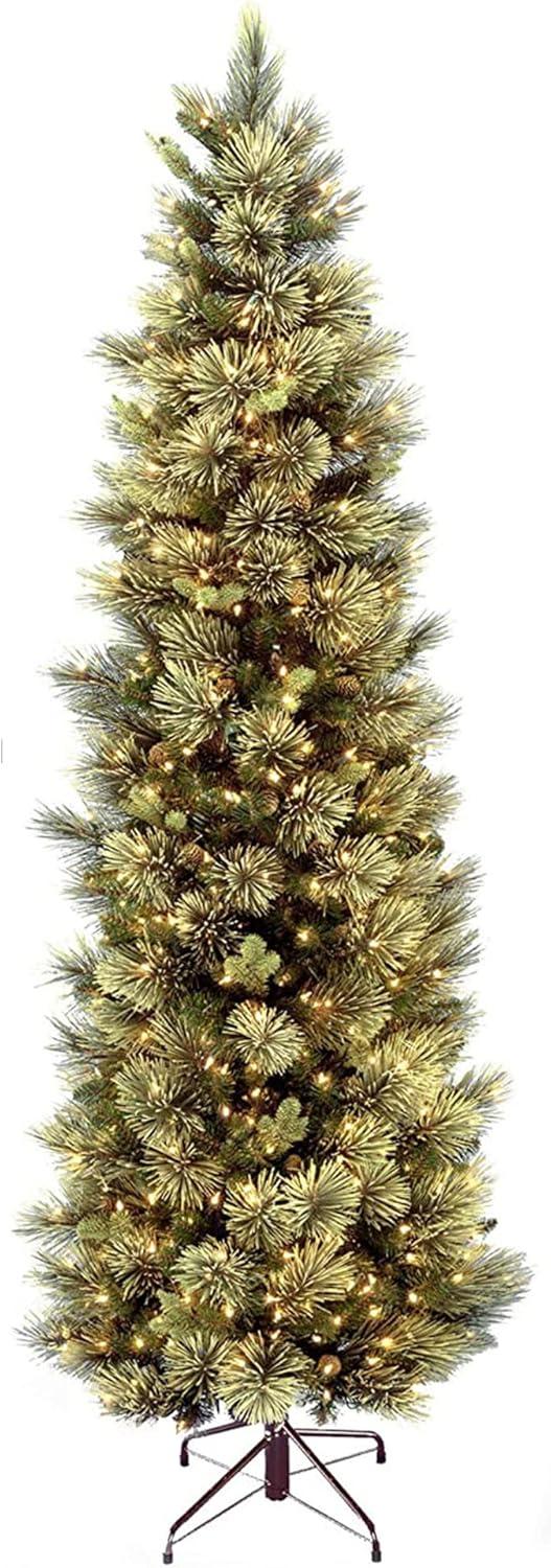 National Tree Company 7 ft. Carolina Pine Slim Tree with Clear Lights