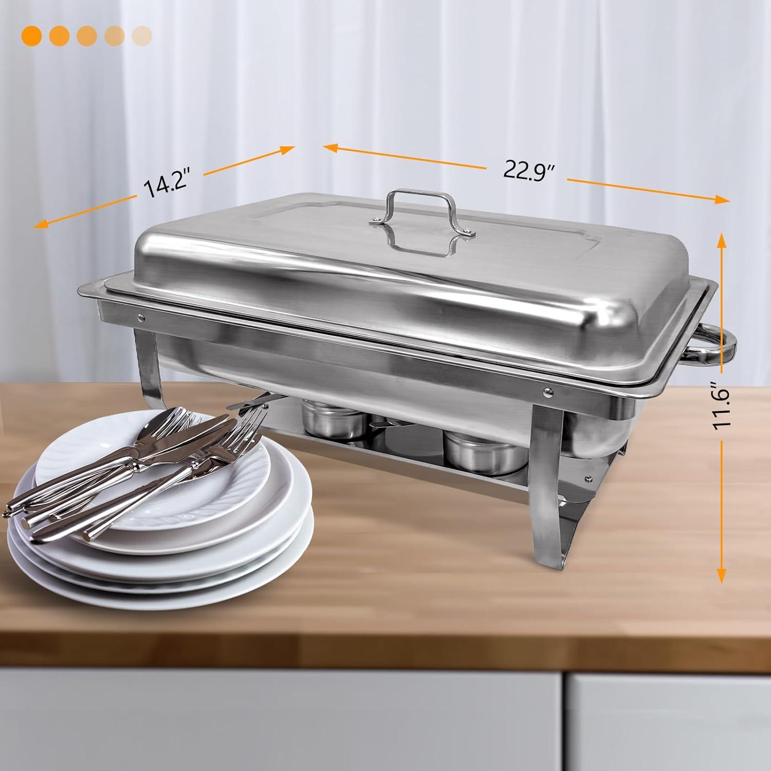 The Party Aisle™ Chafing Dishes For Buffet 4 Pack, 8 Qt Stainless Steel Chafers And Buffet Warmers Sets With Lid, Rectangle Serving Food Warmer Catering Supplies Buffet Display For Parties