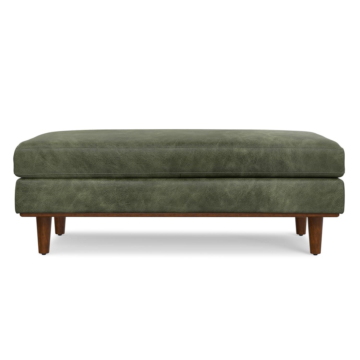 Morrison 49 inch Wide Mid-Century Modern Table Ottoman in Moss Green Genuine Leather
