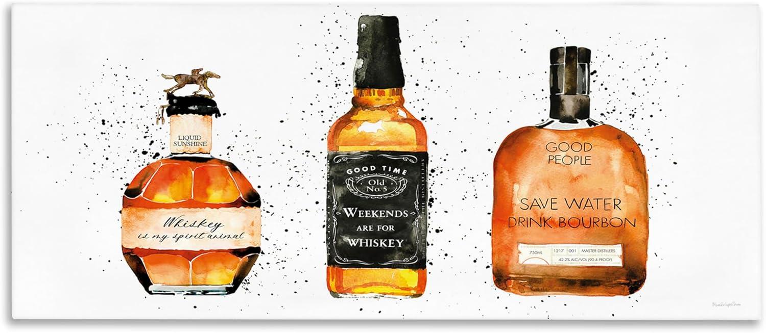 Stupell Industries Funny Whiskey Bottles Food & Beverage Painting Gallery Wrapped Canvas Print Wall Art, 24 x 10
