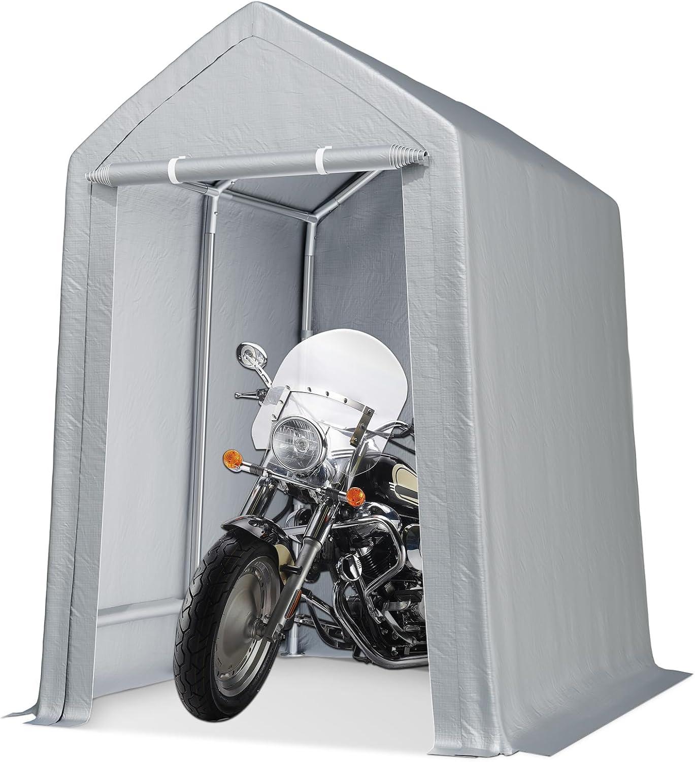 Soonbuy 6" x 8"Outdoor Storage Shelter Shed- Heavy Duty Storage Tent with Roll-up Zipper Door , Portable Garage Storage shed for Bike, Motorcycle Shelter, Gray