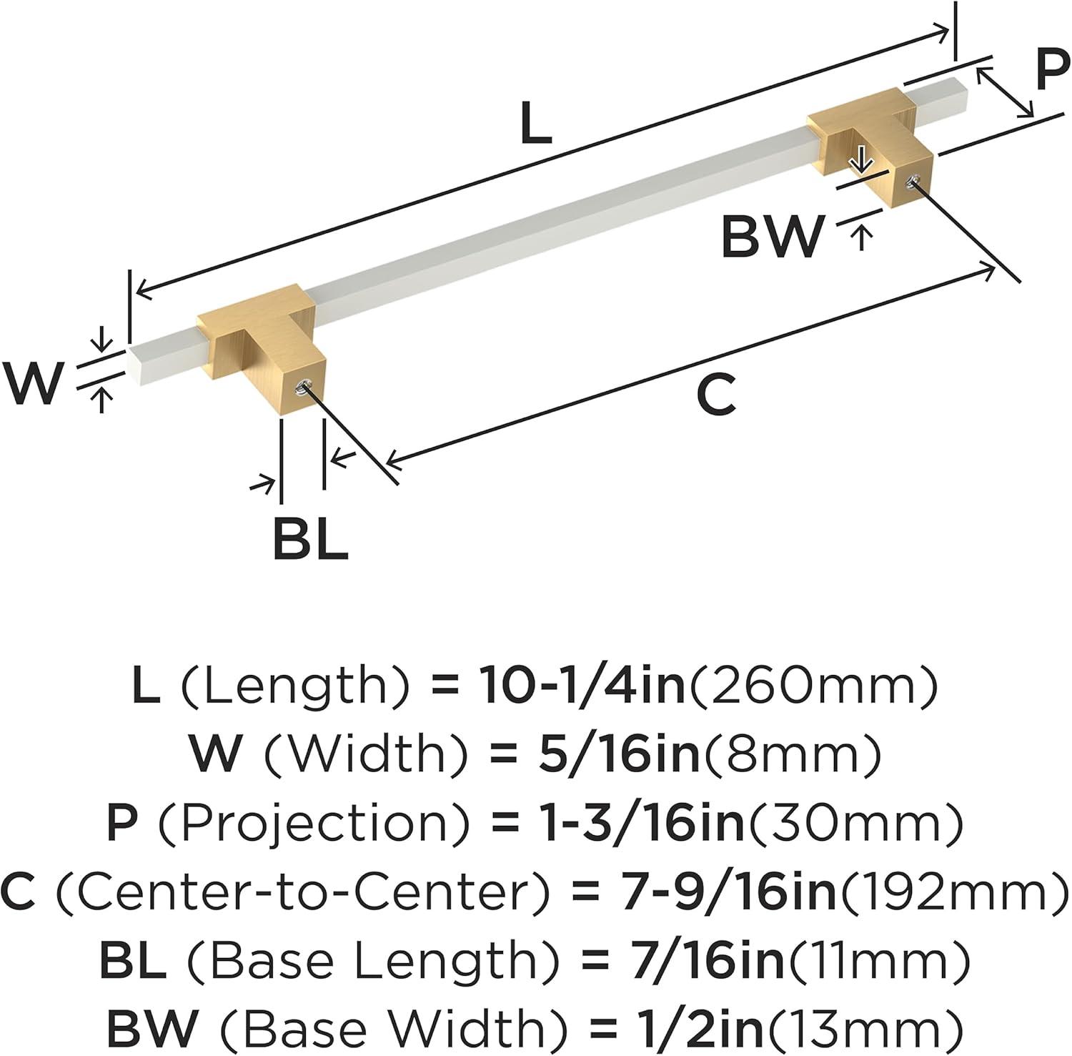 Amerock Urbanite 7-9/16 inch (192mm) Center-to-Center Champagne Bronze/White Cabinet Pull