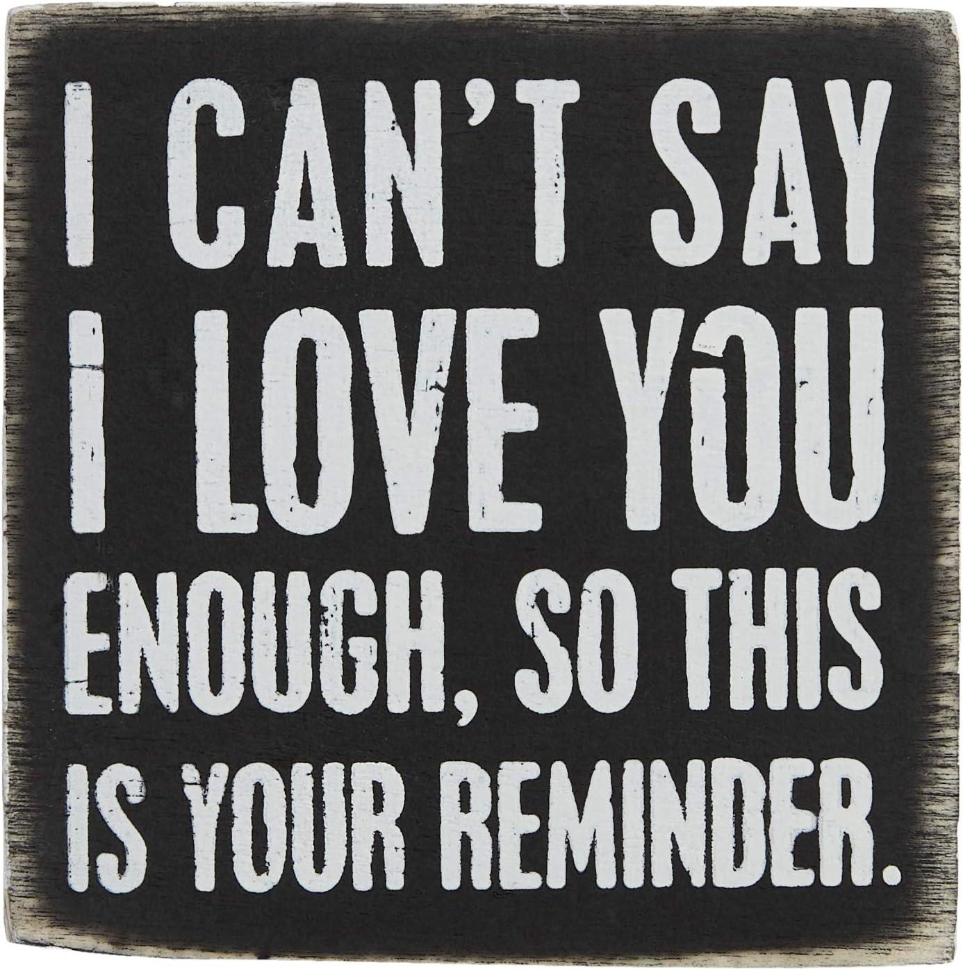 Primitives by Kathy Box Sign, 3 by 3-Inch, I Love You