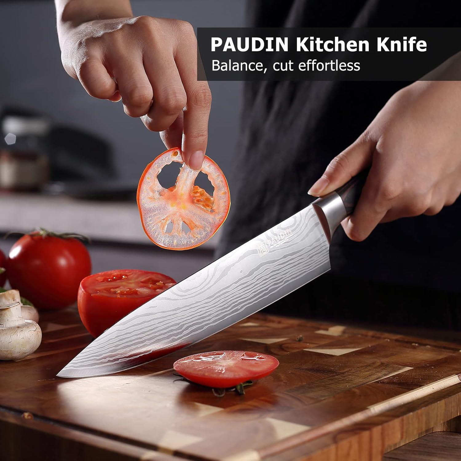 PAUDIN Chef Knife, 8 Inch High Carbon Stainless Steel Sharp Kitchen Knife with Ergonomic Handle, Gift Box for Family & Restaurant C80