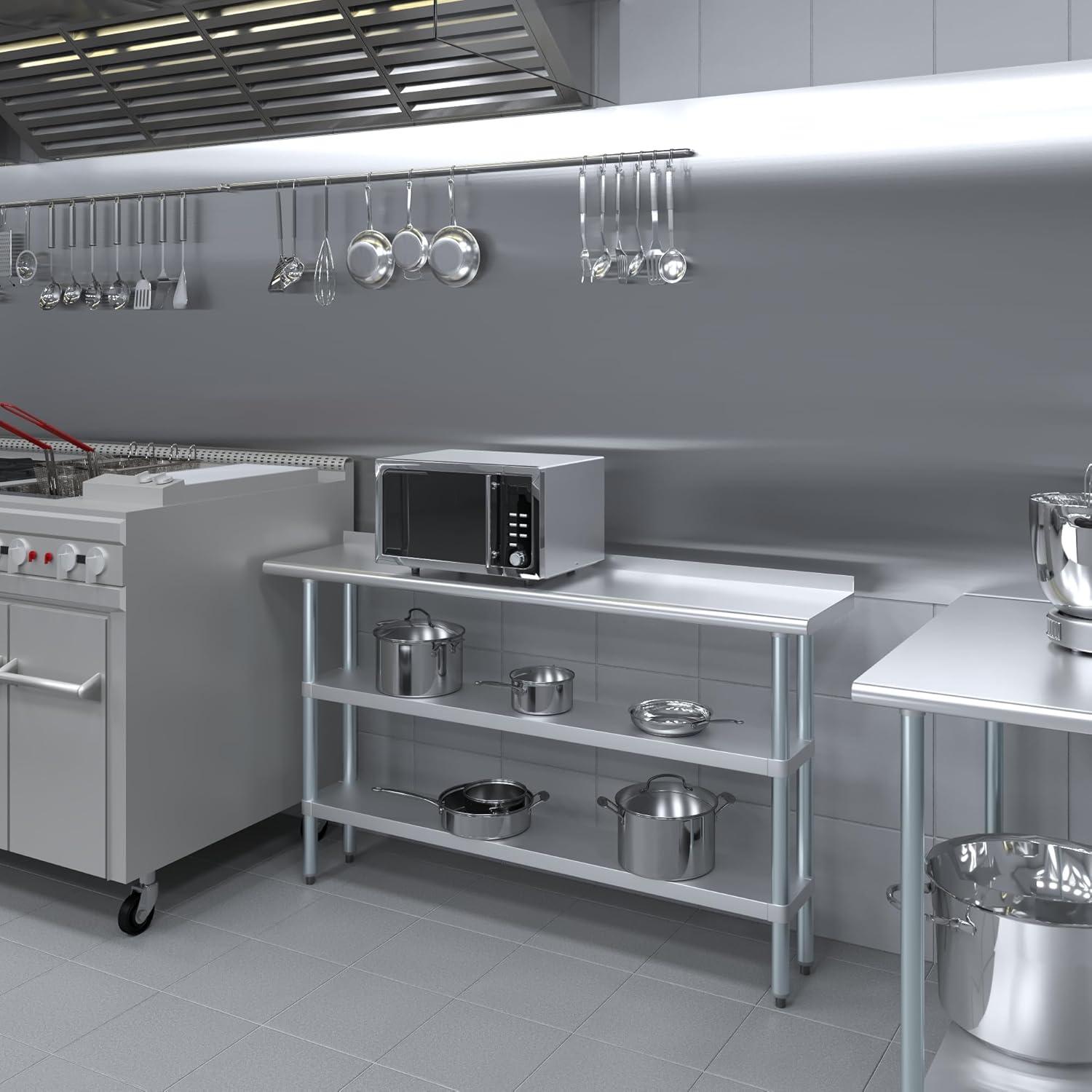 Amgood Stainless Steel Work Table with 2 Shelves