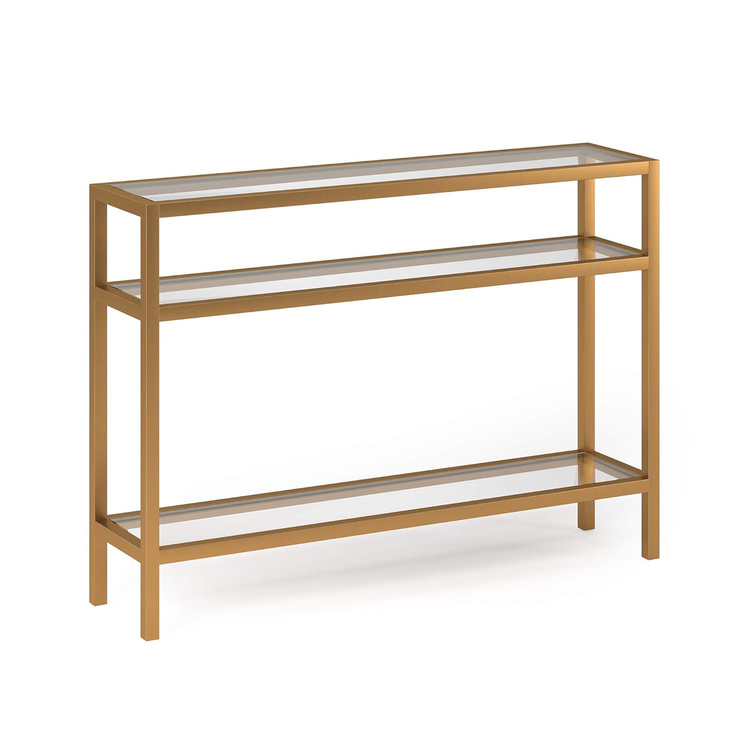 Evelyn&Zoe Sivil 42" Wide Rectangular Console Table, Brass