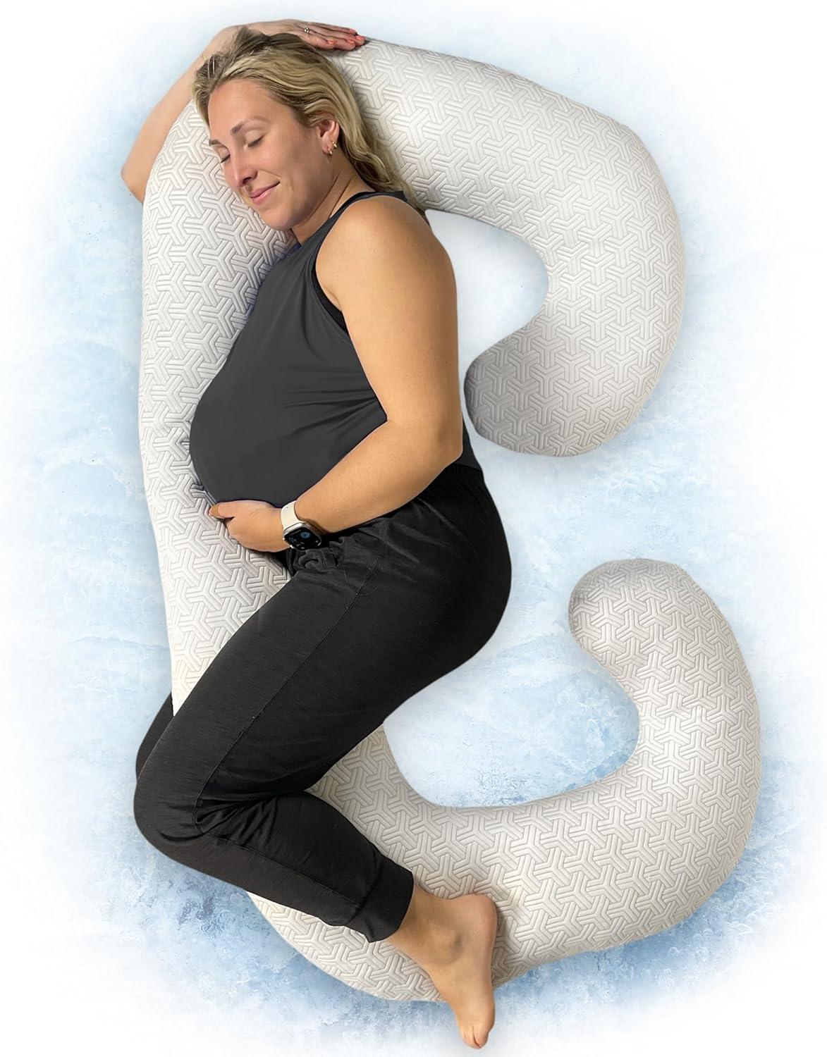 Imaginarium Body Pillow with Cooling Cover: Curved Universal Sleeper, Knitted Polyester & Polyethylene, Medium Fill Density, Machine Washable