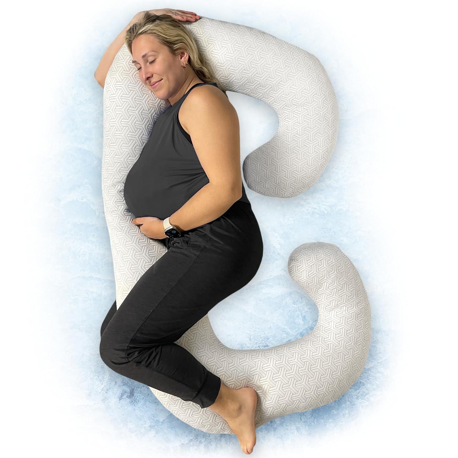 Imaginarium Body Pillow with Cooling Cover: Curved Universal Sleeper, Knitted Polyester & Polyethylene, Medium Fill Density, Machine Washable