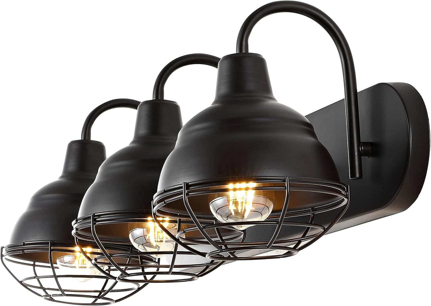 JONATHAN Y Levi 24.5" 3-Light Industrial Farmhouse Iron LED Vanity, Oil Rubbed Bronze