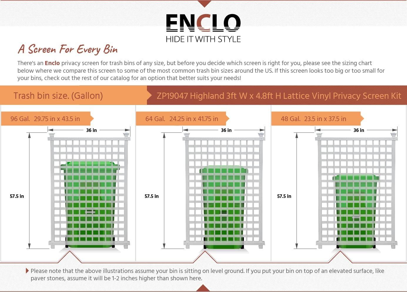 Enclo Highland Lattice Outdoor No Dig Privacy Screen Enclosure for Garbage Bins & Air Conditioners (2 Panels)