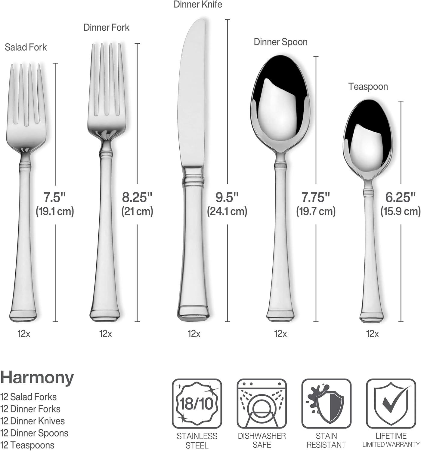 Harmony 70-Piece Polished Stainless Steel Flatware Set