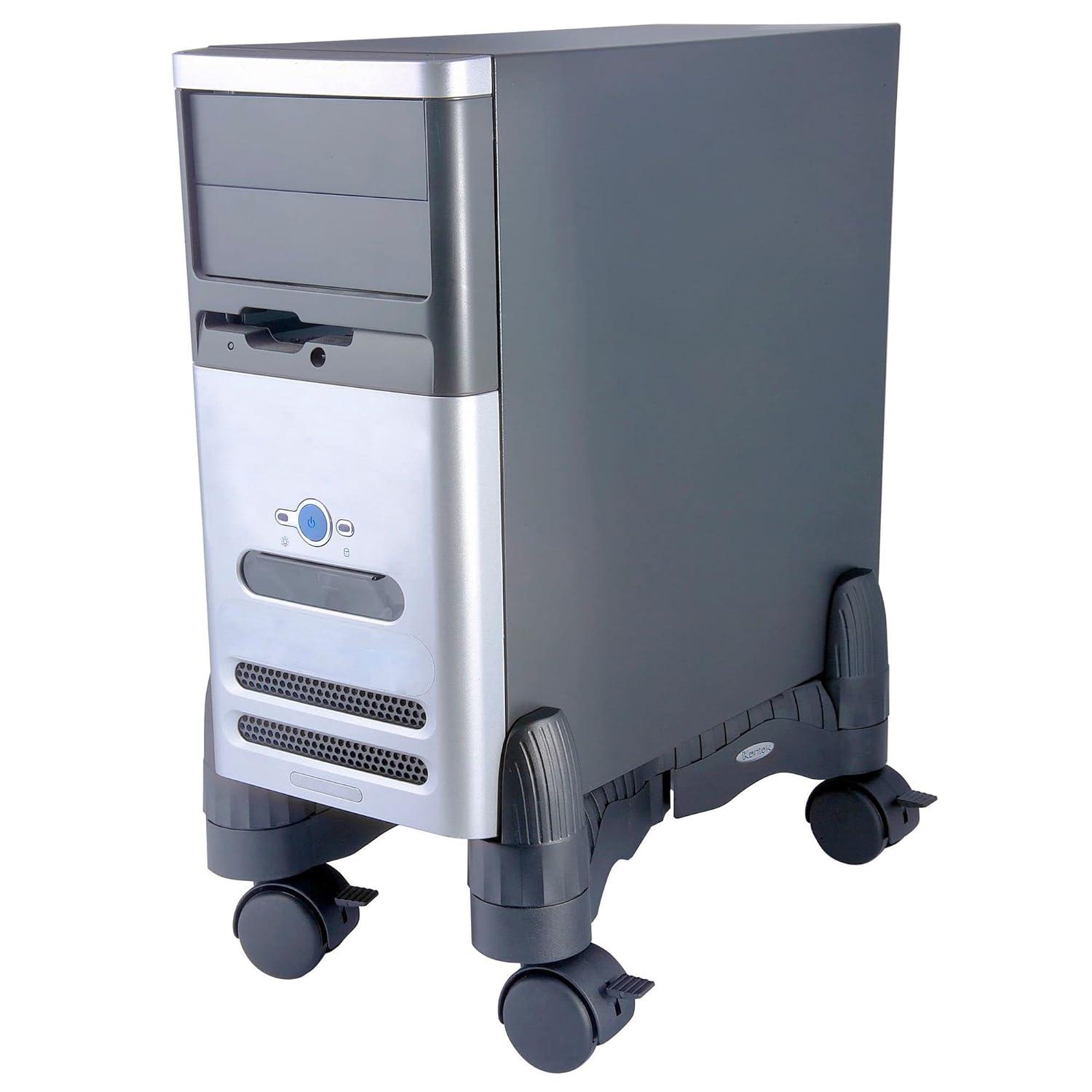 Kantek Mobile Computer CPU Stand, with Adjustable Width and Locking Casters, Black