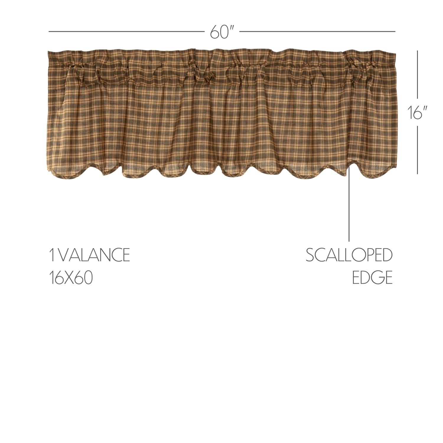Rustic Cedar Green Plaid Cotton Rod Pocket Valance 16x60