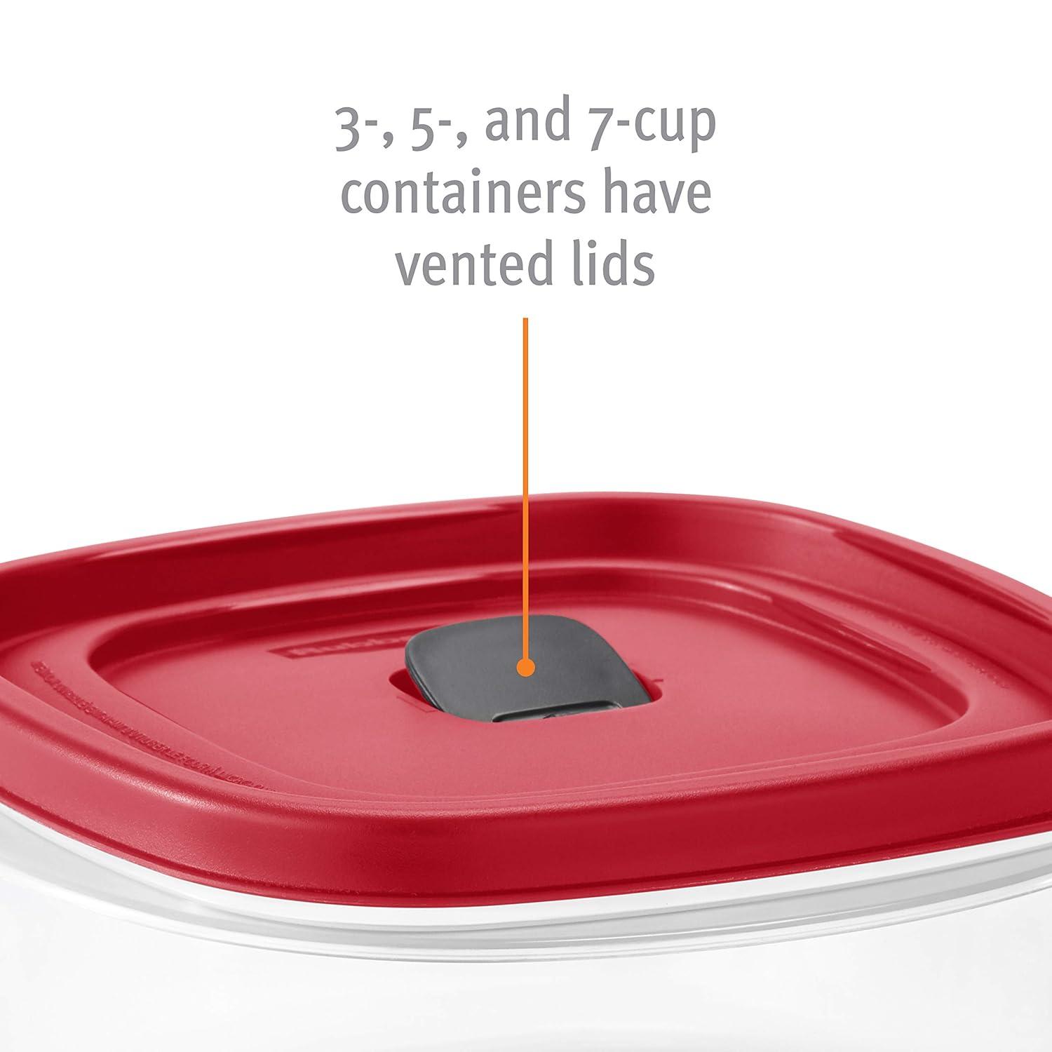 Rubbermaid Easy Find Lids 5-Cup Food Storage Containers With Red Vented Lids (Pack of 2 containers)