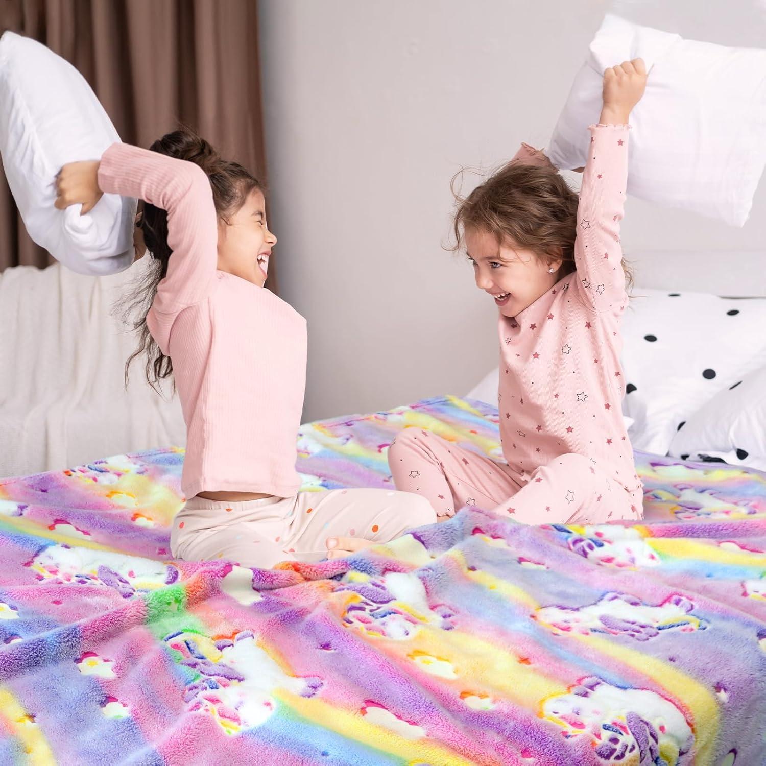 Glow in the Dark Unicorn Fleece Throw Blanket for Girls