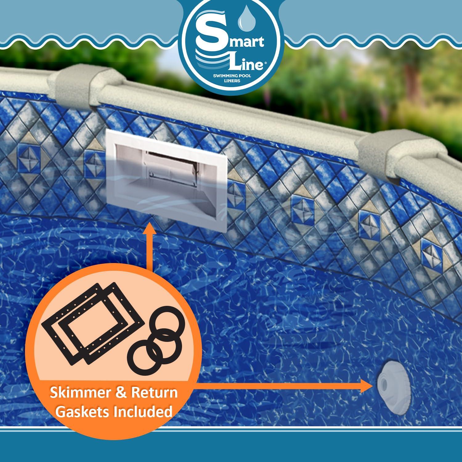SmartLine 24' Round Manor Unibead Above Ground Swimming Pool Liner, 52" Height, 25 Gauge
