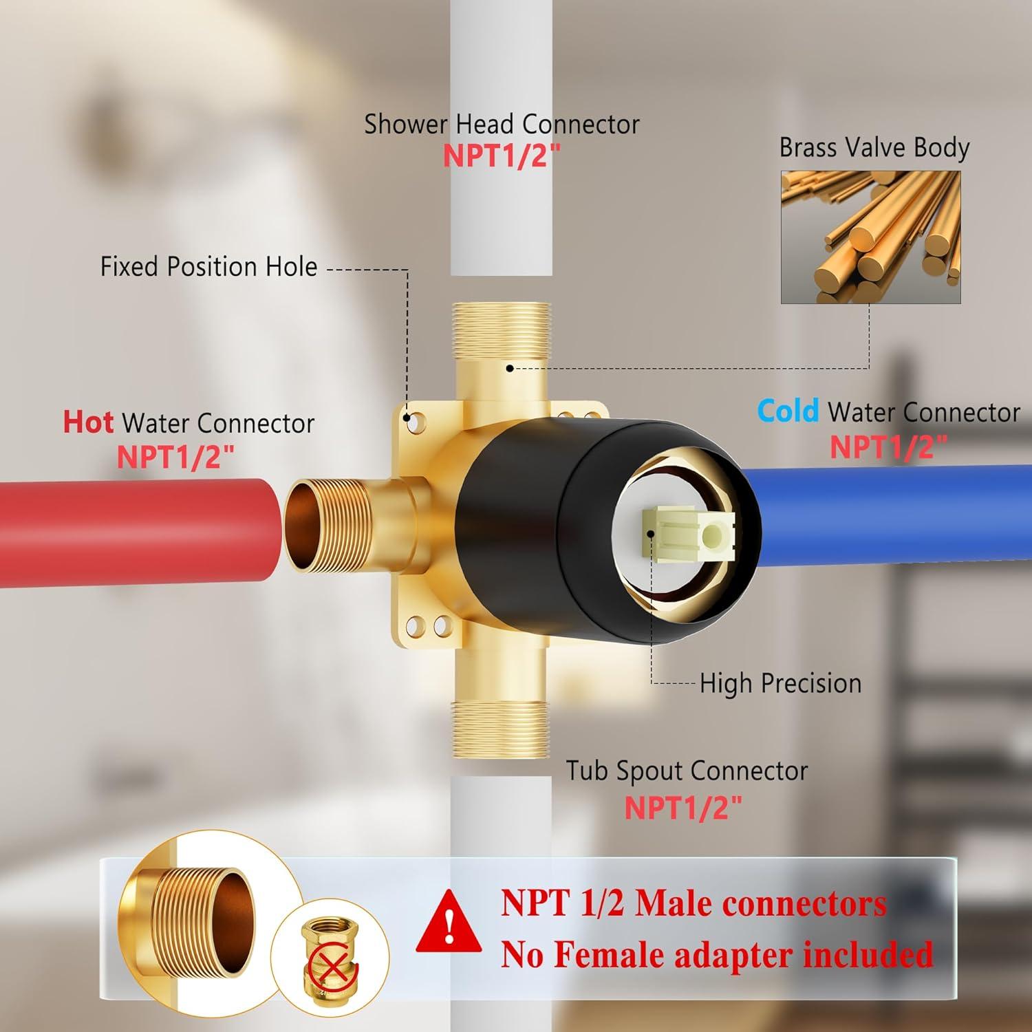HOMGOO Complete Shower System with Rough-in Valve HG-6209PB