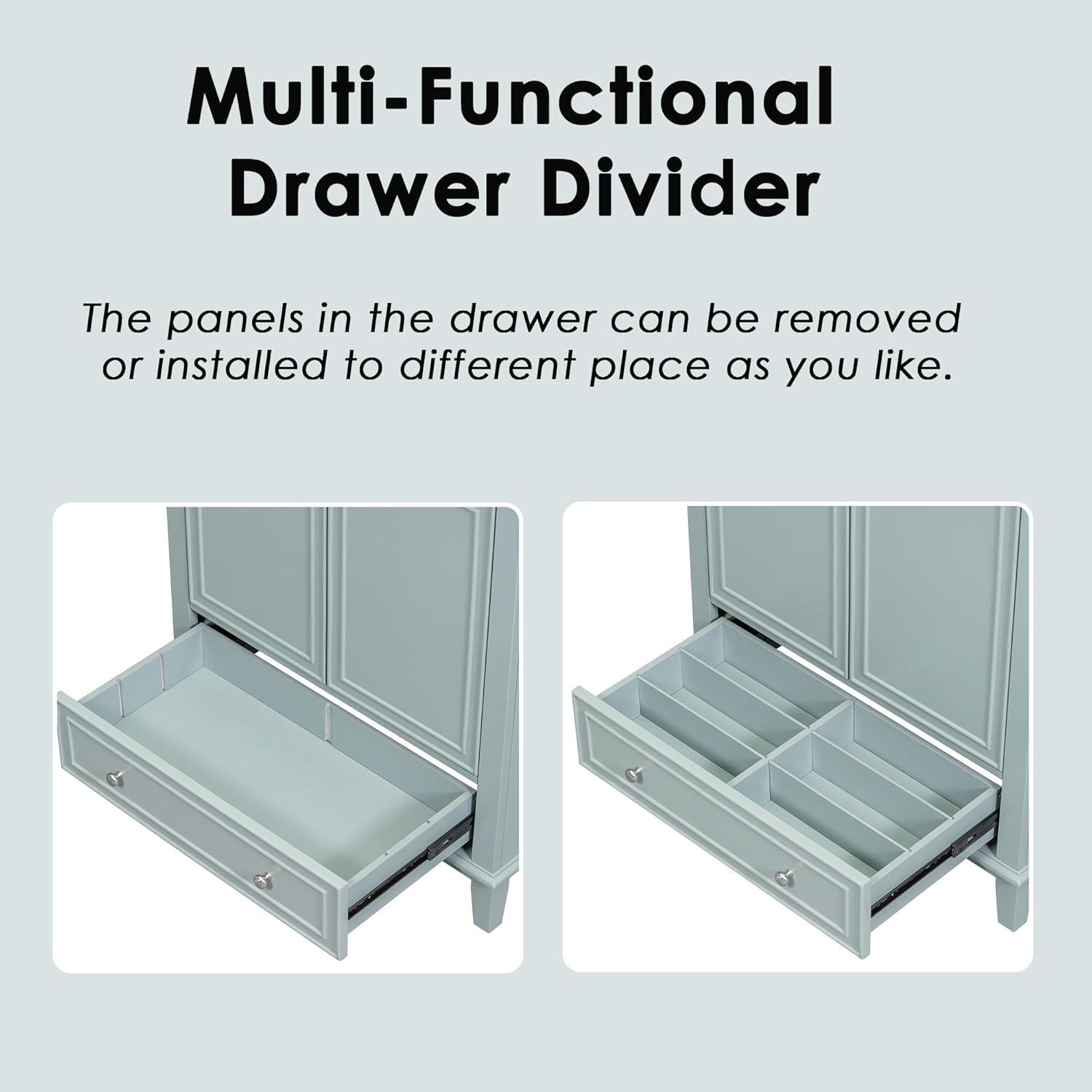 30" Bathroom Vanity without Sink, Cabinet Base Only, Multi-functional Bathroom Cabinet  with Doors and Drawer, Solid Wood Frame and MDF Board Bathroom Cabinet with Soft Closing Door, Green