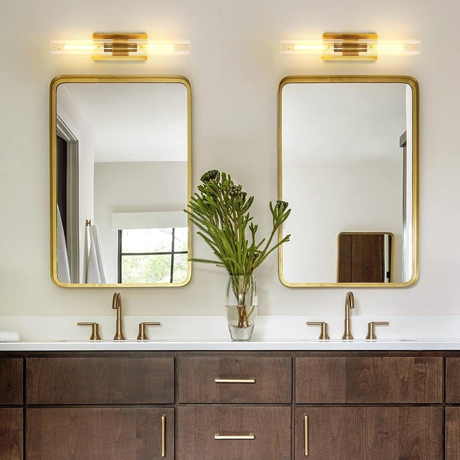 Mailus Wall Sconces, 22.8" Industrial-Chic Dual Glass Cylinder Wall Sconce(Set of 2)