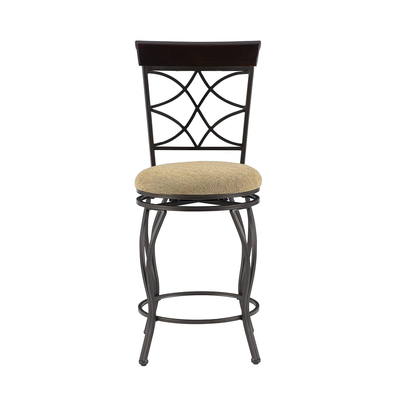 Linon Taburete de Bar Curves, Marrón Metalizado, Altura Del Asiento de 24 Pulgadas