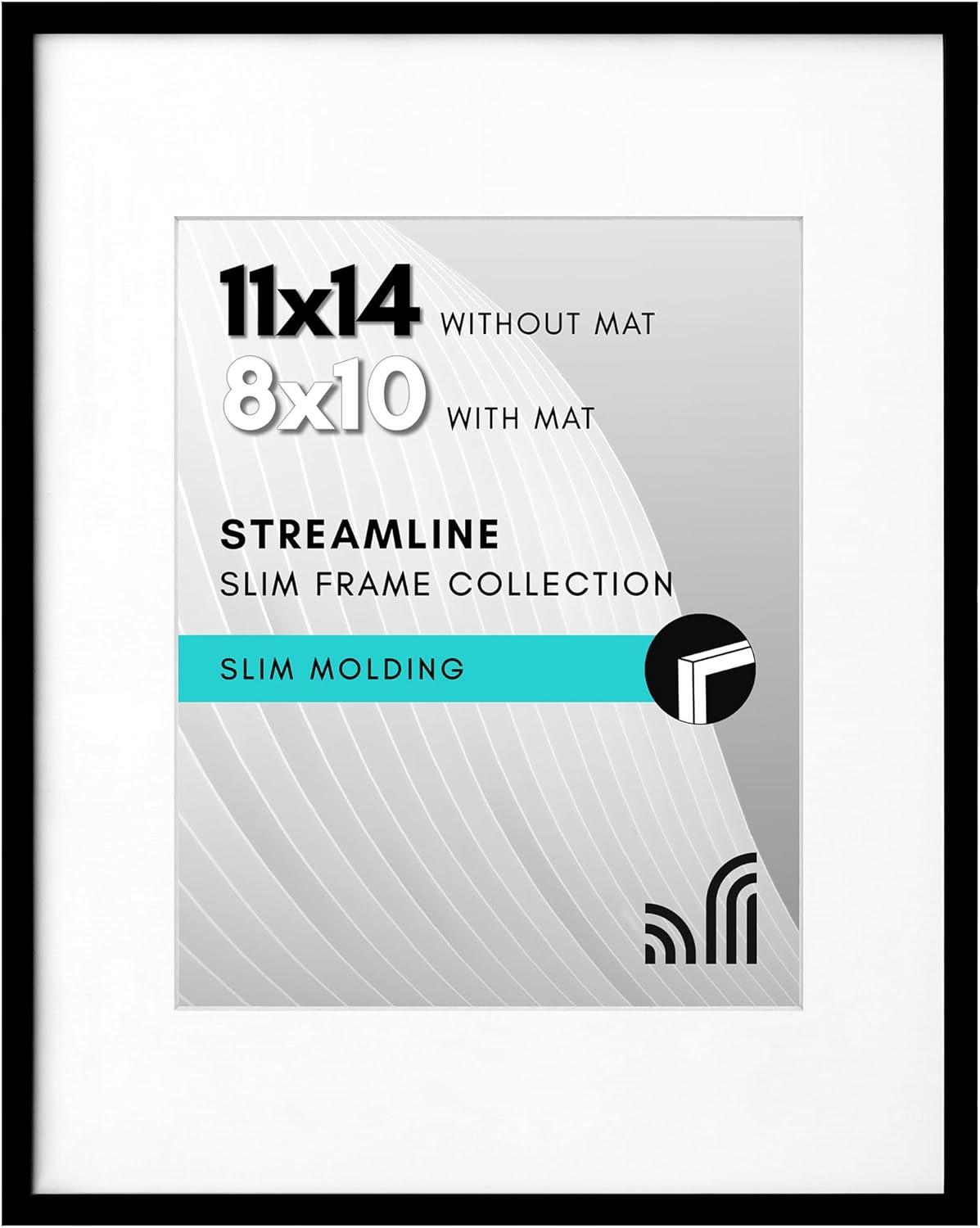 Black Wood 11x14 Picture Frame with Shatter-Resistant Glass