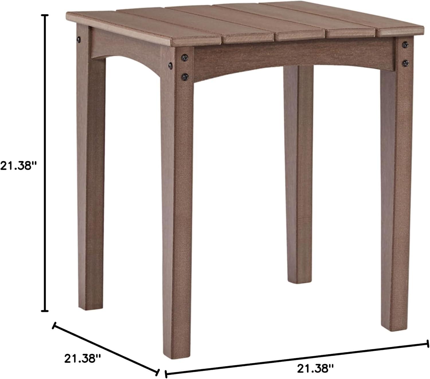 Emmeline Brown HDPE Square Outdoor End Table