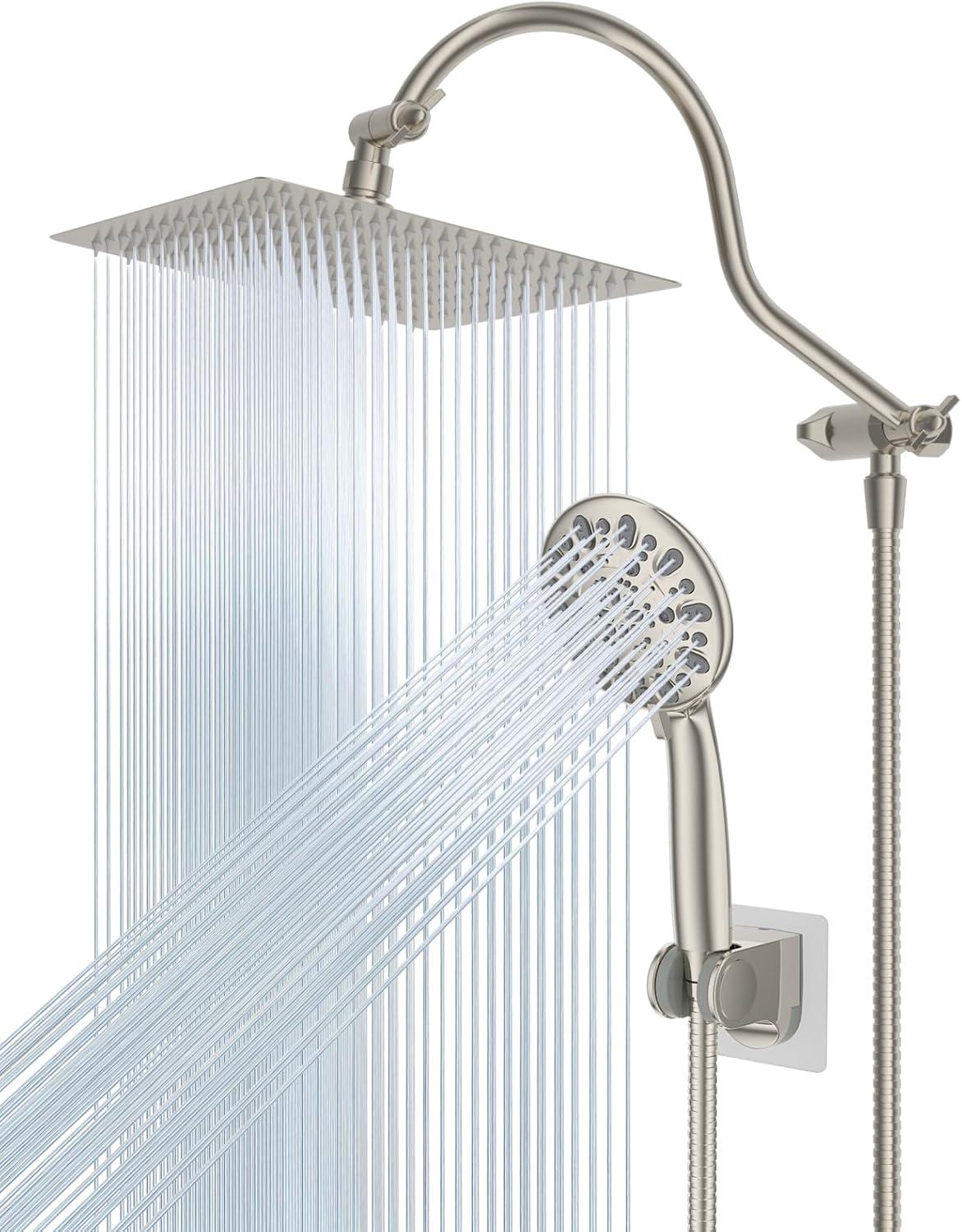 Brushed Nickel Adjustable Rainfall and Handheld Shower Combo