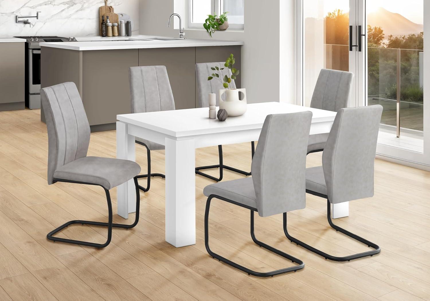 Monarch Specialties Dining Table 60" Rectangular Kitchen Dining Room White Laminate Contemporary Modern