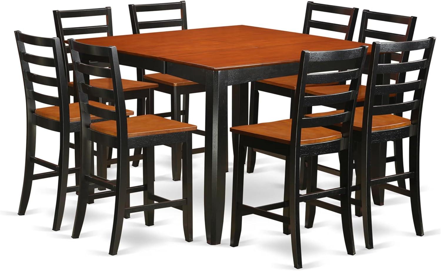 Fairwind 9-Piece Black and Cherry Wood Pub Dining Set