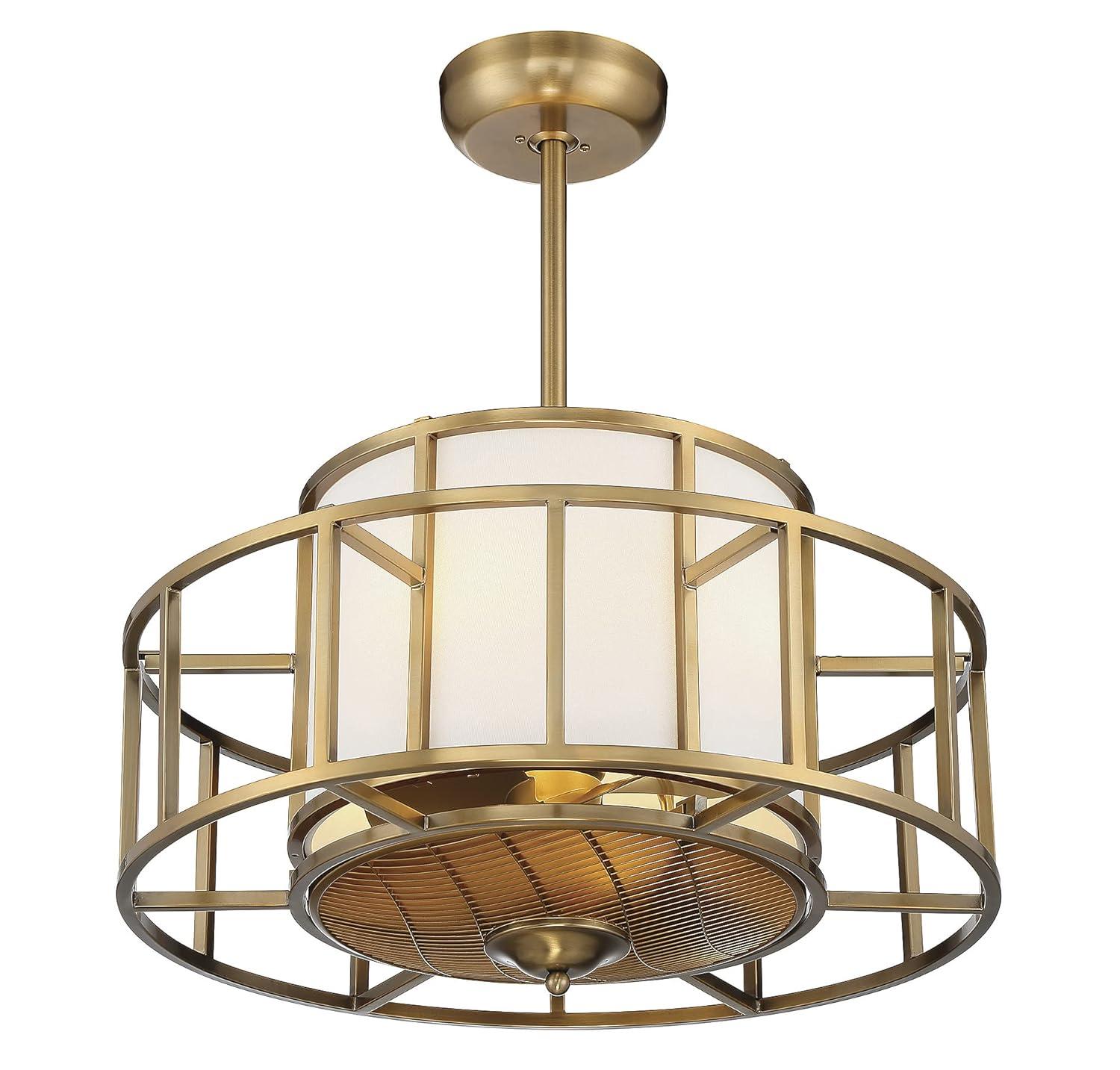 Warm Brass Four Light Fan D'Lier from the Oslo Collection