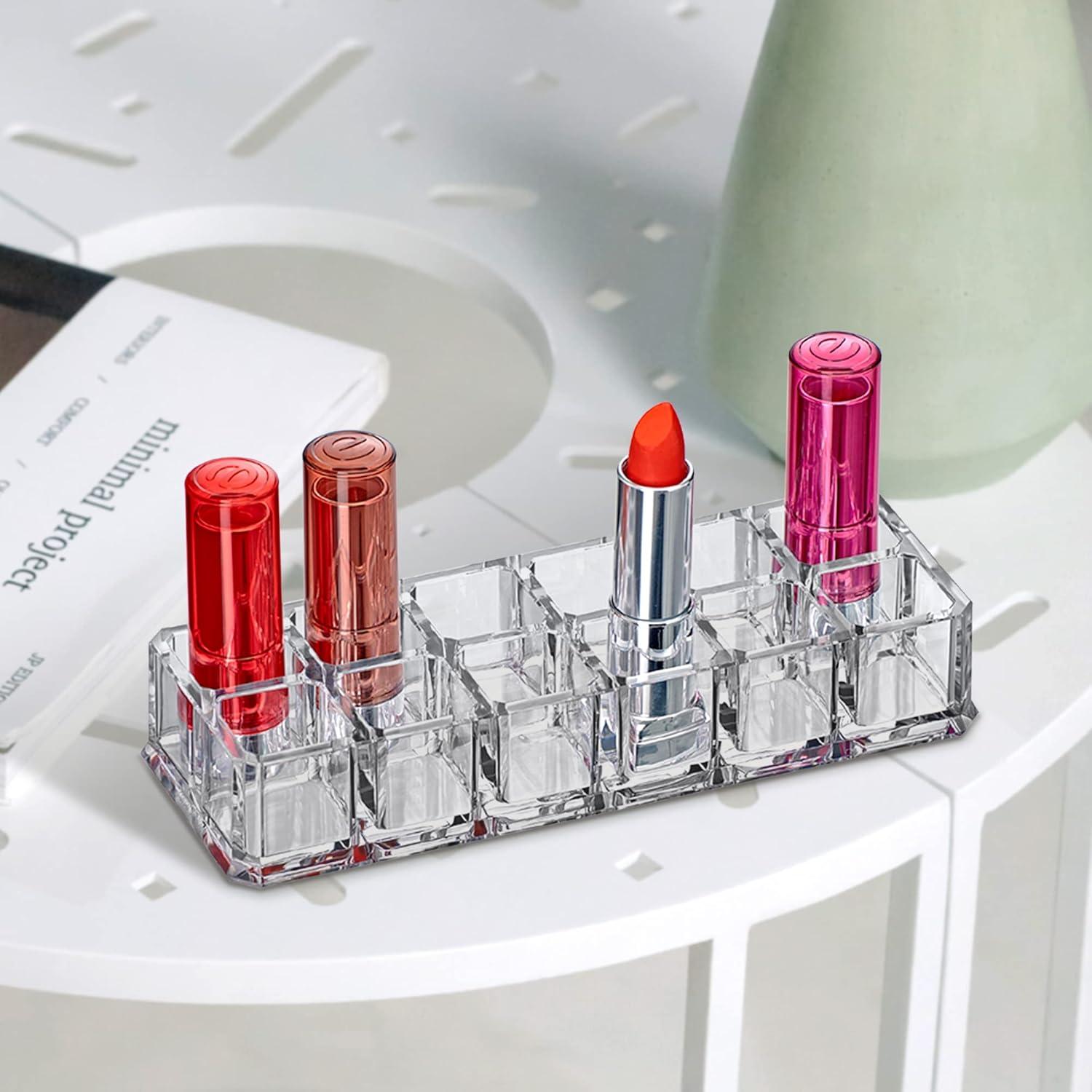 Crystal Clear 12-Slot Acrylic Lipstick Organizer