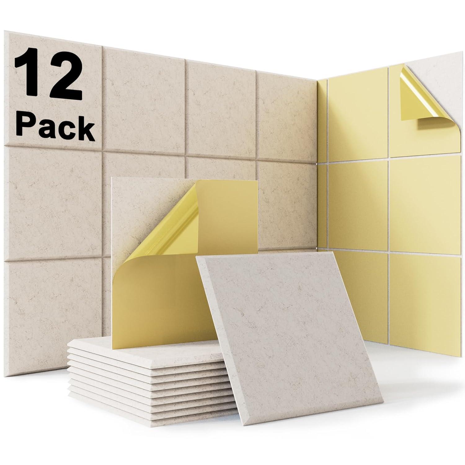 Kuchoow 12 Packs Acoustic Panels Noise Cancelling Sound Proof Foam Panels For Walls 12x12x0.4'' Acoustic Wall Panels