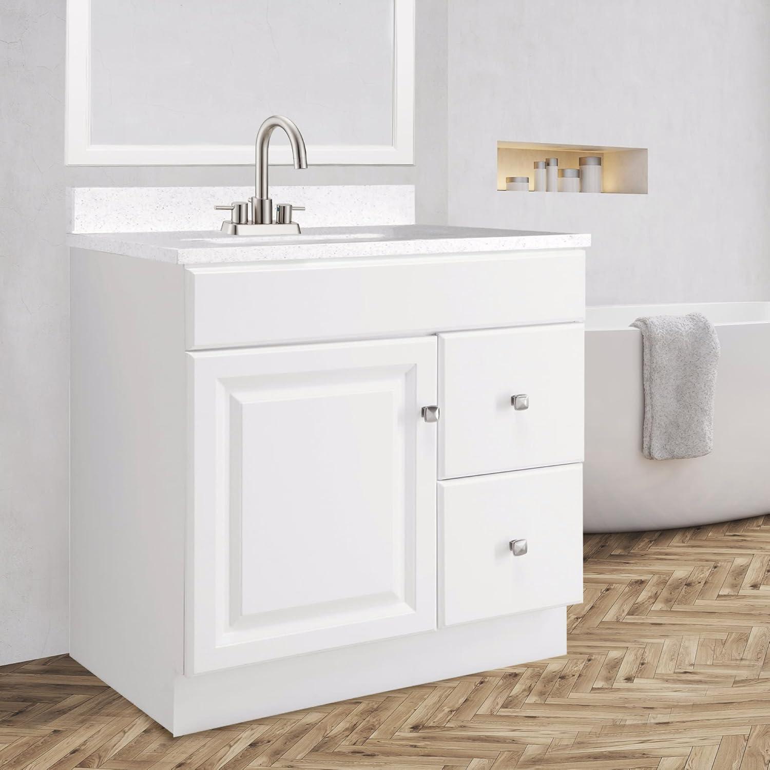 Wyndham 30-Inch 2-Drawer Unassembled Wood Vanity Without Top in White