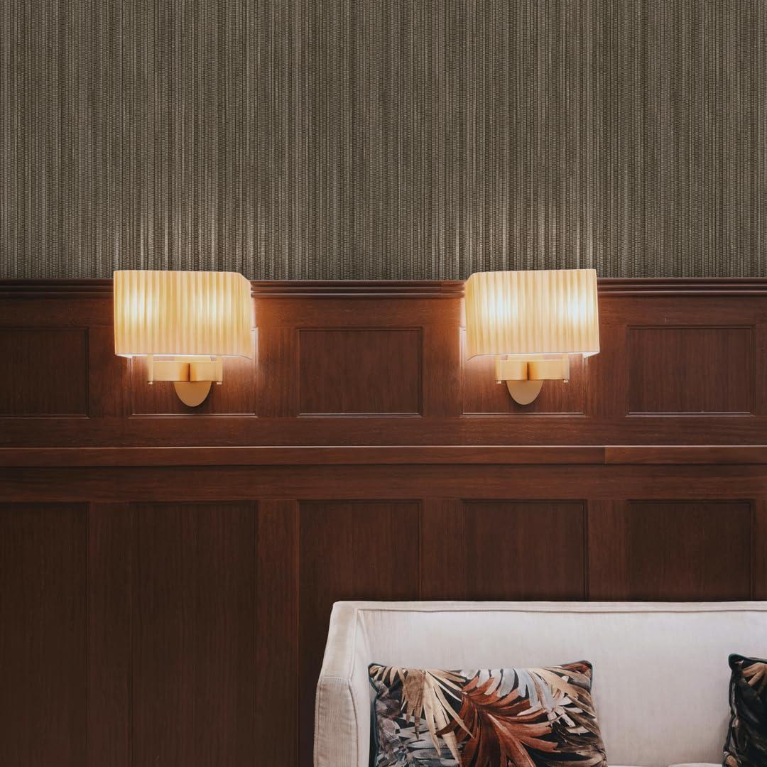 Tempaper & Co. 28 sq ft Faux Grasscloth Removable Peel and Stick Wallpaper Textured Bronze : Vinyl, Self-Adhesive, Thin Stripe Pattern