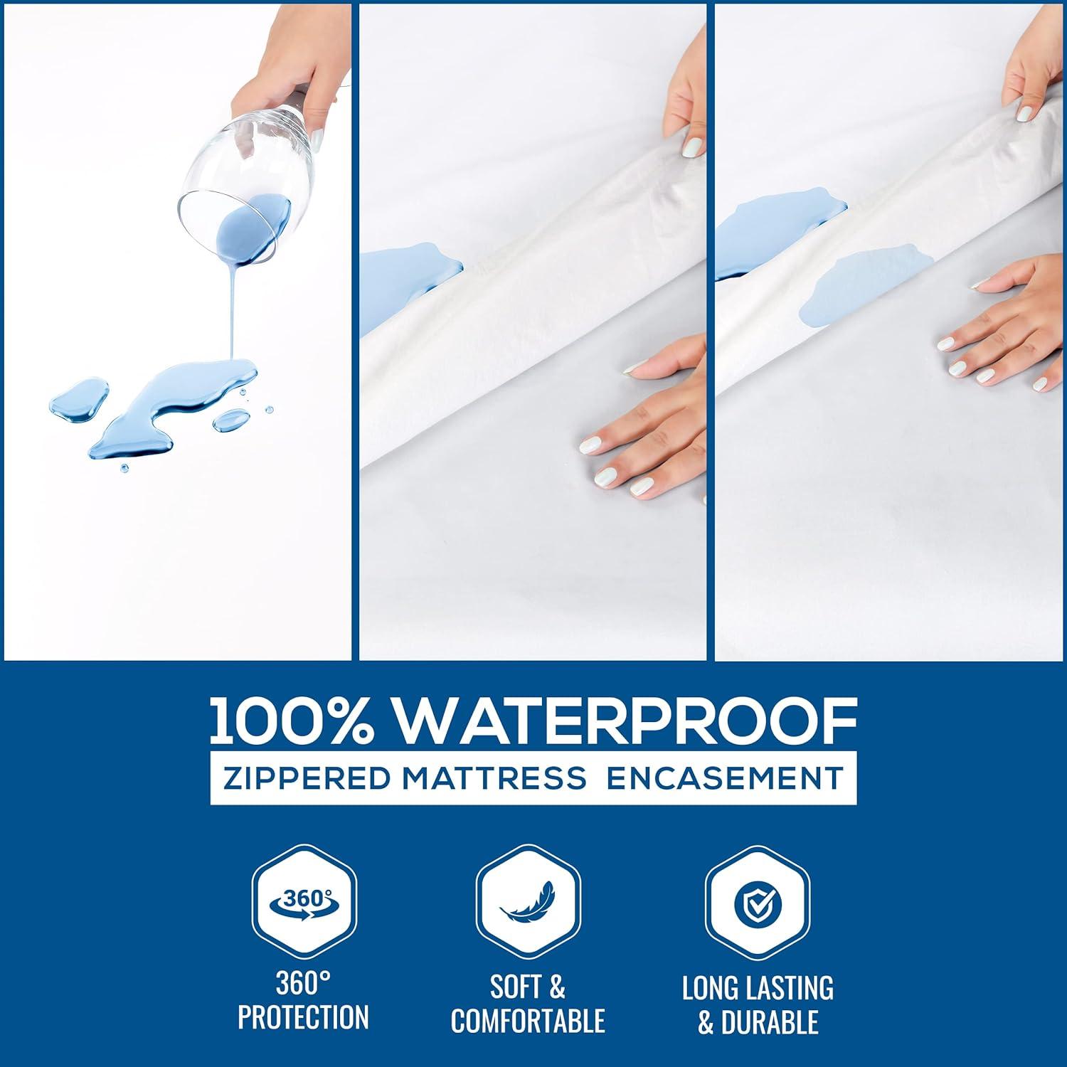 Utopia Bedding Zippered Mattress Encasement Twin XL, 100% Waterproof Bed Bug and Dust Mite Proof Mattress Protector, Absorbent Six-Sided Mattress Cover (Pack of 2)