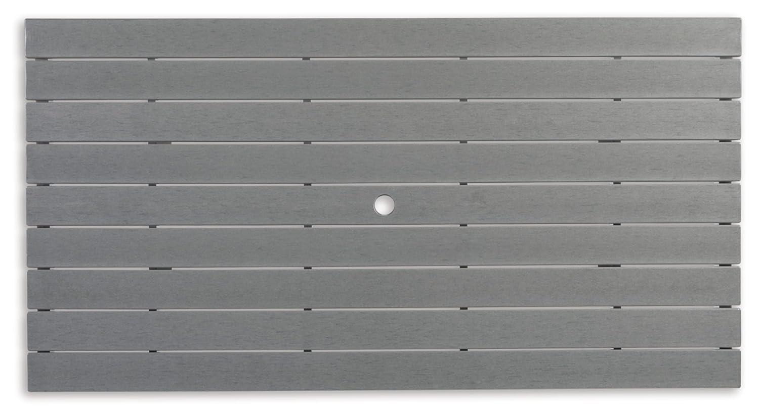 Ashley Furniture Transville Outdoor Plastic Dining Table in Gray and White