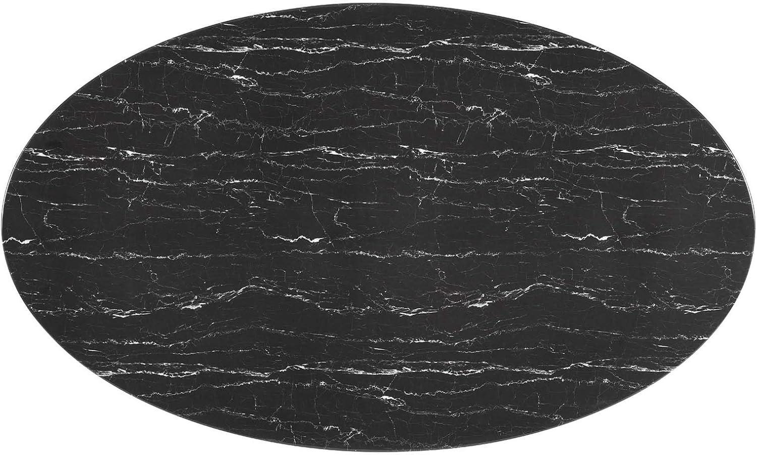 Modway Lippa Oval Artificial Marble 78" Dining Table in Black Black