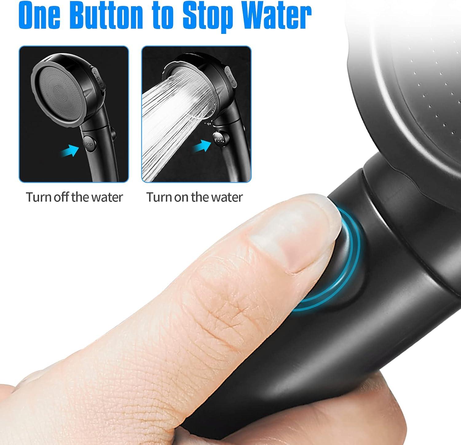 High Pressure Handheld Shower Head with ON/OFF Pause Switch, 3 Spray Modes Shower Head