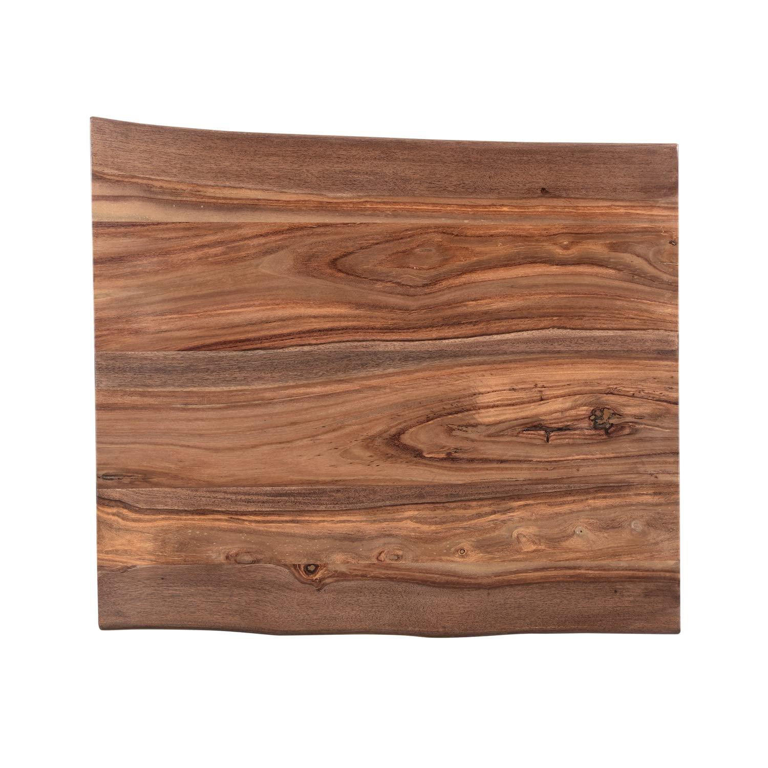 Coast to Coast Raw Edge Brownstone 28" Wide Black and Wood End Table