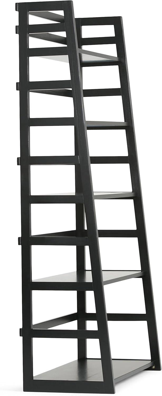 Acadian Solid Wood 30" Transitional Black Ladder Shelf