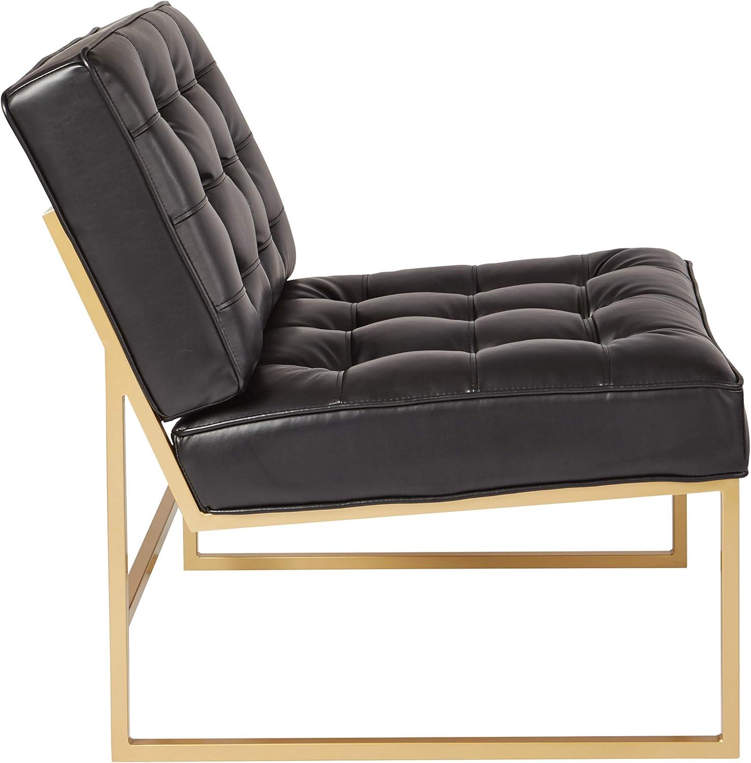 OSP Home Furnishings Anthony Chair in Black Faux Leather with Coated Gold Frame