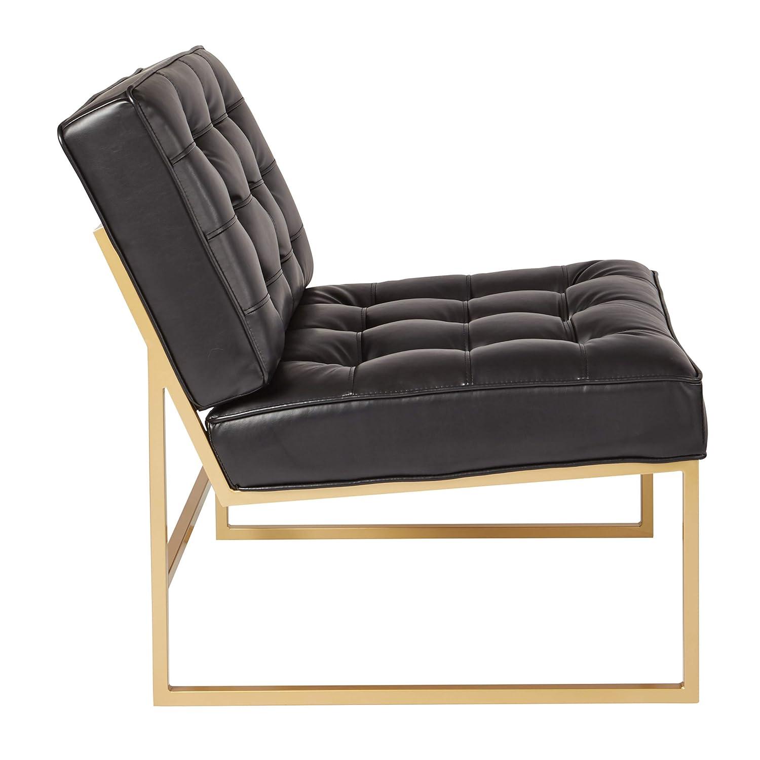 OSP Home Furnishings Anthony Chair in Black Faux Leather with Coated Gold Frame