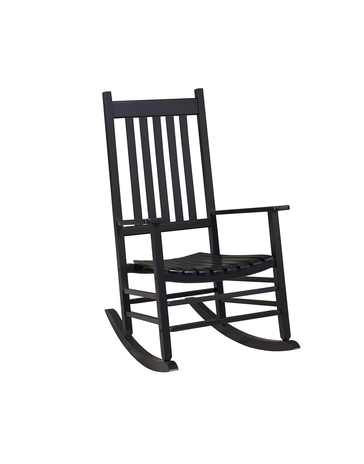 Comfortable Black Wooden Rocking Chair with Wavy Backboard - 68.5*86*115CM for Relaxation in Living Room or Patio