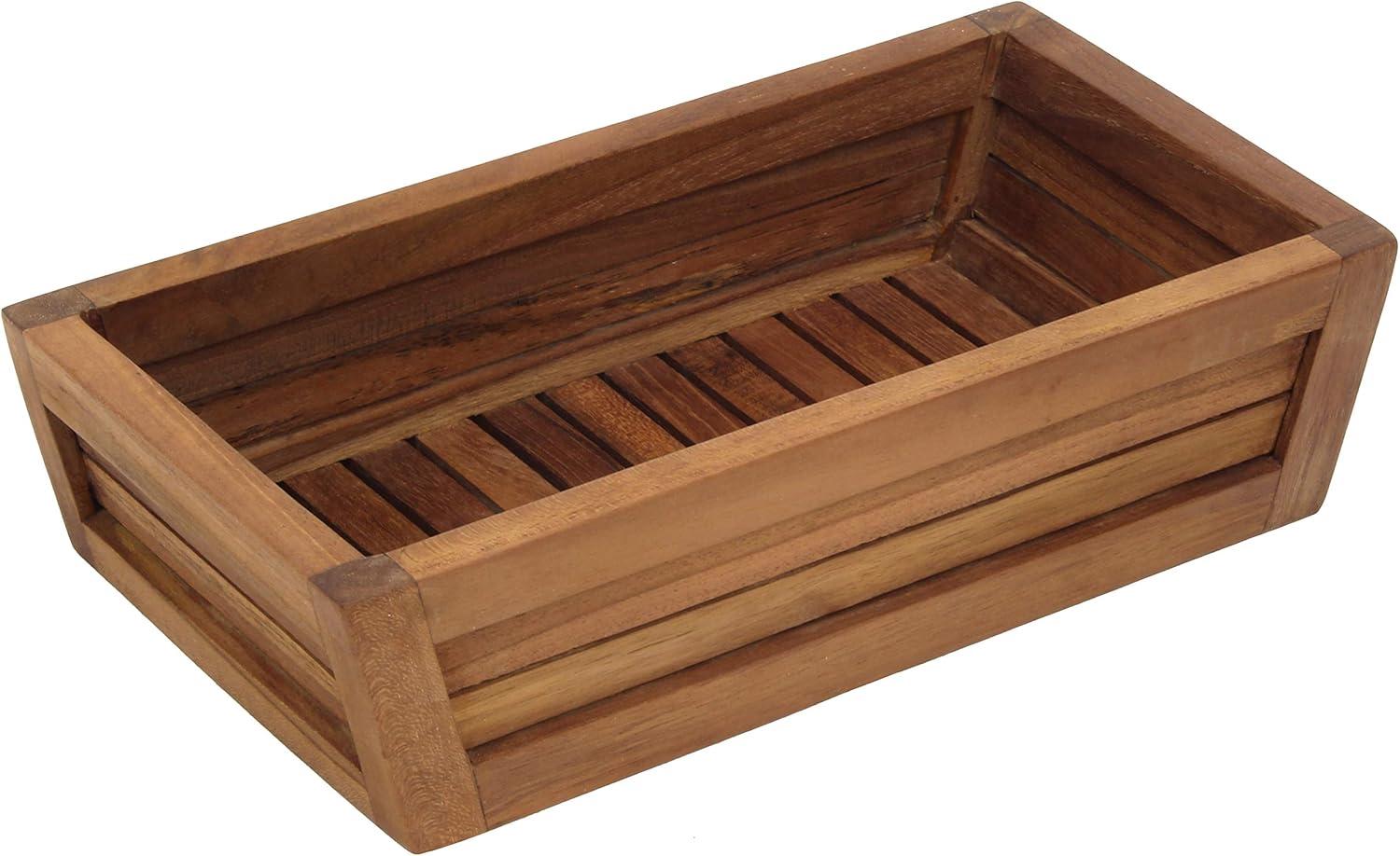 Teak Wood Bathroom Shower Amenities Tray