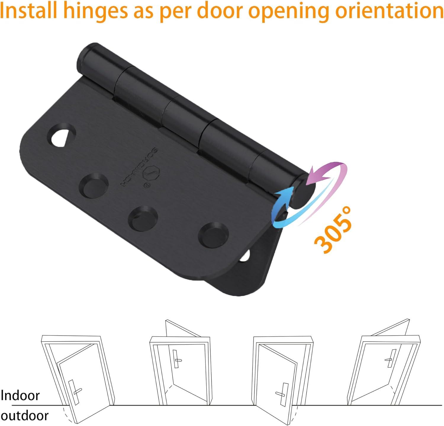 4" Ball-Bearing Door Hinges, 5/8" Radius Corner (Set of 2)