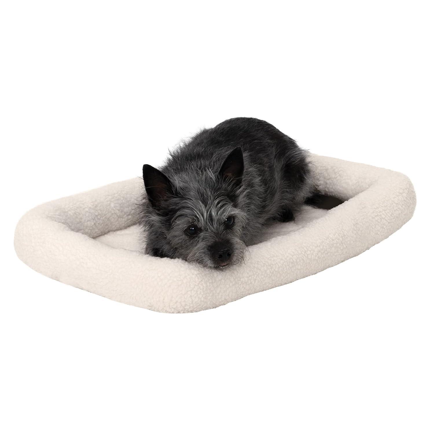 FurHaven Faux Lambswool Crate Bolster Pet Bed