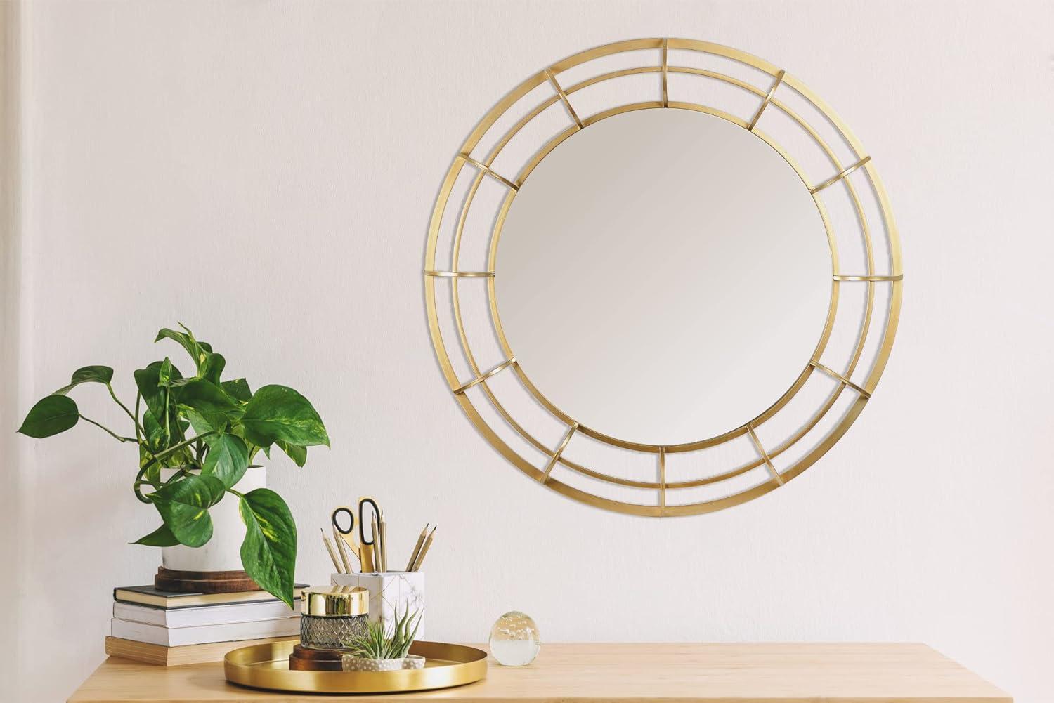 Gold Round Iron Wall Mount Accent Mirror