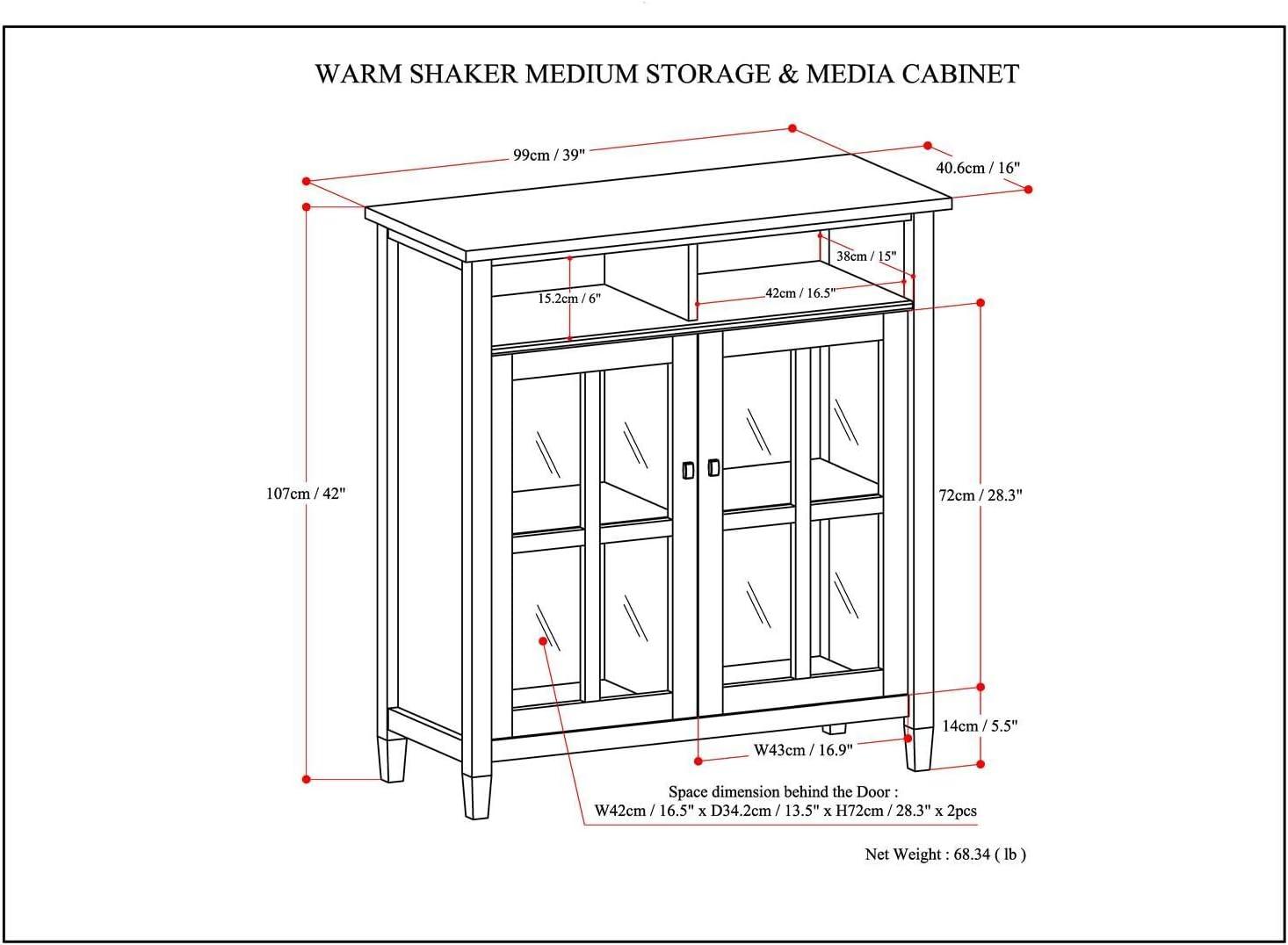 Rustic Tobacco Brown Hardwood Floor-Standing Cupboard with Tempered Glass