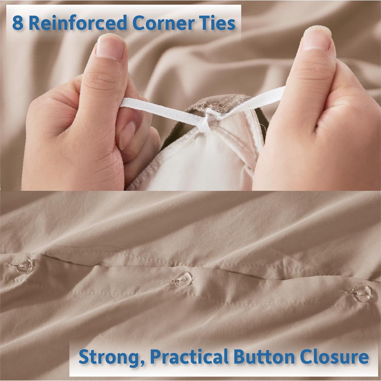 Nestl Twin Duvet Cover Set - Soft Double Brushed Khaki Duvet Cover Twin/Twin XL, 2 Piece, with Button Closure, 1 Duvet Cover 68x90 inches and 1 Pillow Sham